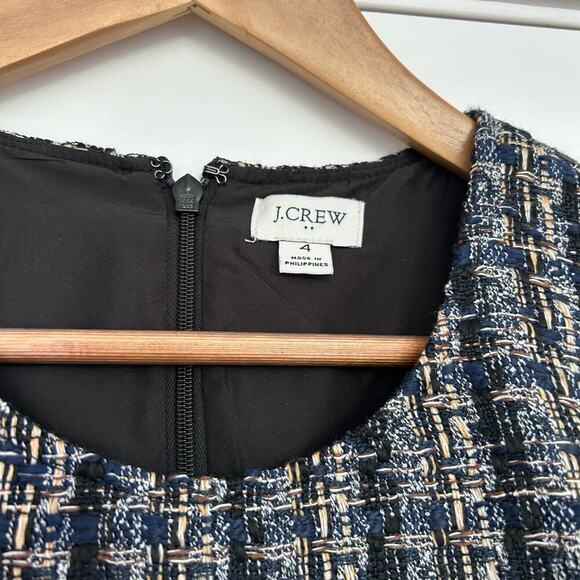 J. Crew Tweed Sheath Mini Dress Sleeveless Women's 4 Blue Career Corporate Chic - Picture 6 of 9